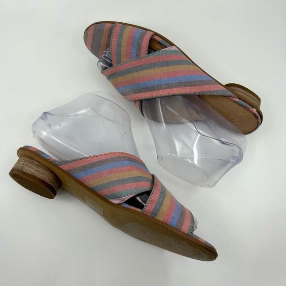 Madewell The Ruthie Criss-Cross Mule Rainbow Stripe WMNS 7 1/2 Slip On Strappy - Picture 3 of 7